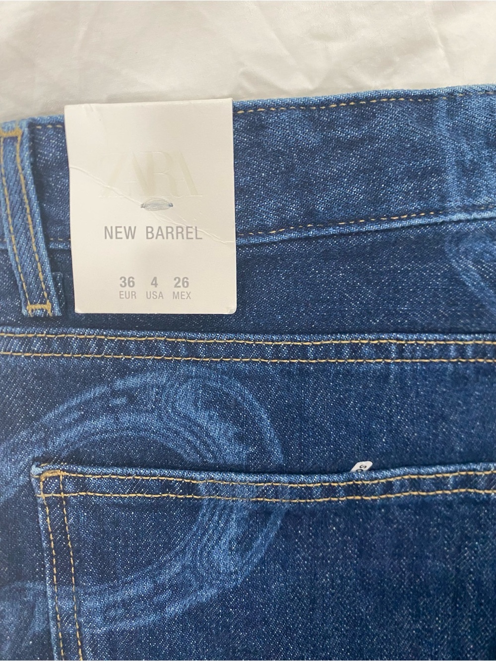 Zara Dark Blue Straight-Leg Horseshoe Printed Cowboy Western Denim Jeans - Picture 4 of 12